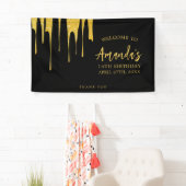 Luxe Gouden Glitter Druppelt Zoete 16 Verjaardag Spandoek (Insitu)