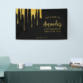 Luxe Gouden Glitter Druppelt Zoete 16 Verjaardag Spandoek (Beurs)