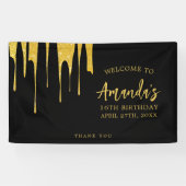 Luxe Gouden Glitter Druppelt Zoete 16 Verjaardag Spandoek (Horizontaal)