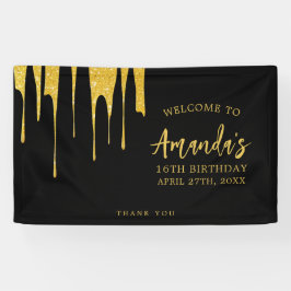 Luxe Gouden Glitter Druppelt Zoete 16 Verjaardag Spandoek