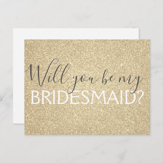 Luxe Gouden Glitter en Glans Bruidsmeisje Uitnodiging Briefkaart (Voorkant / Achterkant)