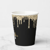 Luxe Gouden Glitter en Glans Monogram Papieren Bekers (Links)