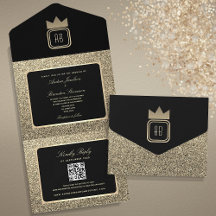 Luxe Gouden Glitter en Zwarte Trouw