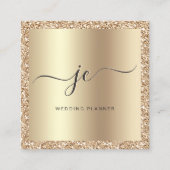 Luxe Gouden Glitter Folie Script Monogram Modern Vierkante Visitekaartje (Voorkant)