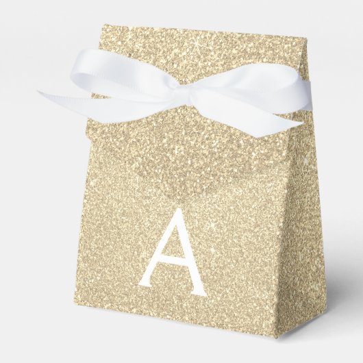 Luxe Gouden Glitter & Glans Monogram Bedankdoosjes (Voorkant Zijde)