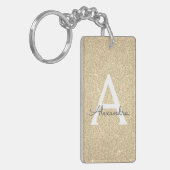 Luxe Gouden Glitter & Glans Monogram Sleutelhanger (Voorkant Links)