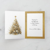 Luxe Gouden Glitter Kerstboom Groet  Feestdagen Kaart (Binnen)