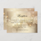 Luxe Gouden Glitter Lichte BRUILOFT RECEPTIE Informatiekaartje (Voorkant / Achterkant)