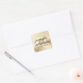 Luxe Gouden Glitter Lichten Bruiloft monogram Vierkante Sticker (Envelop)