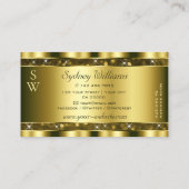 Luxe gouden glitter lichtgevende sterren monogram visitekaartje (Achterkant)