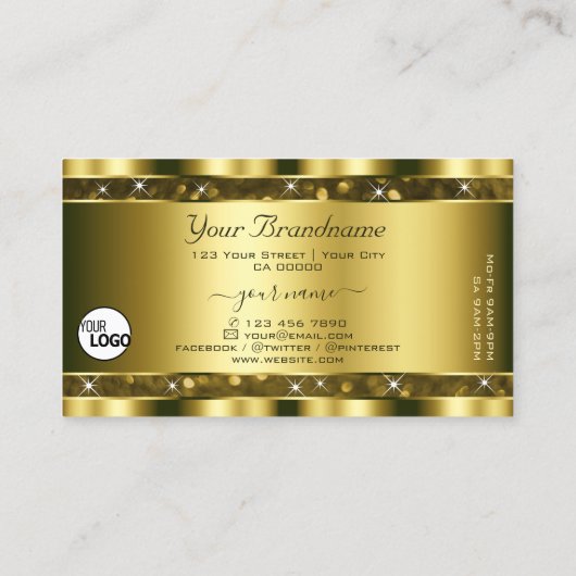 Luxe gouden glitter lichtgevende sterren toevoegen visitekaartje (Achterkant)