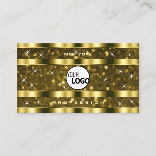 Luxe gouden glitter lichtgevende sterren toevoegen visitekaartje (Voorkant)