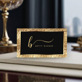 Luxe Gouden Glitter Lijst Modern Script Monogram Visitekaartje