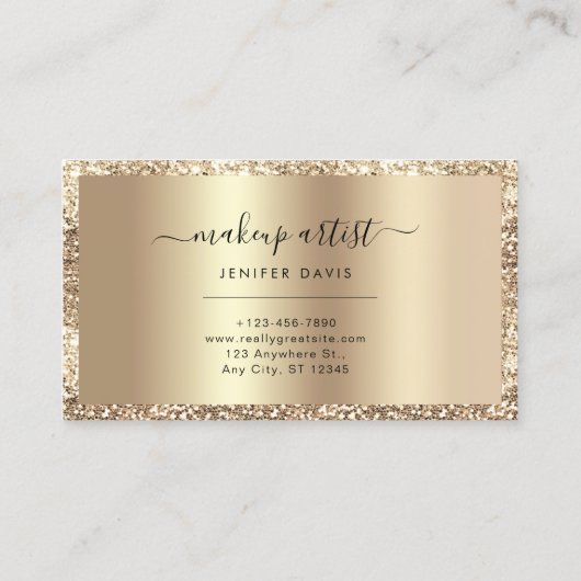 Luxe Gouden Glitter Lijst Monogram Elegant Visitekaartje (Achterkant)