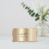Luxe Gouden Glitter Lijst Monogram Elegant Visitekaartje (Staand voorkant)