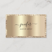 Luxe Gouden Glitter Lijst Monogram Elegant Visitekaartje (Voorkant)