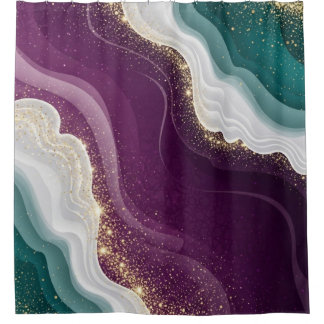 Luxe Gouden Glitter Marmer Patroon Douchegordijn