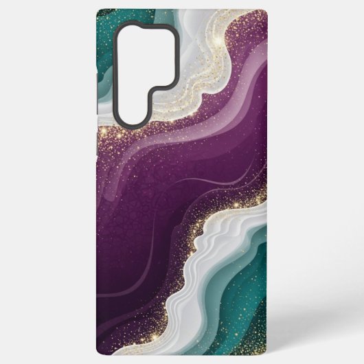 Luxe Gouden Glitter Marmer Patroon Samsung Galaxy Hoesje (Achterkant)