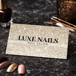 Luxe Gouden Glitter Nageltechnicus Minimalistisch Visitekaartje
