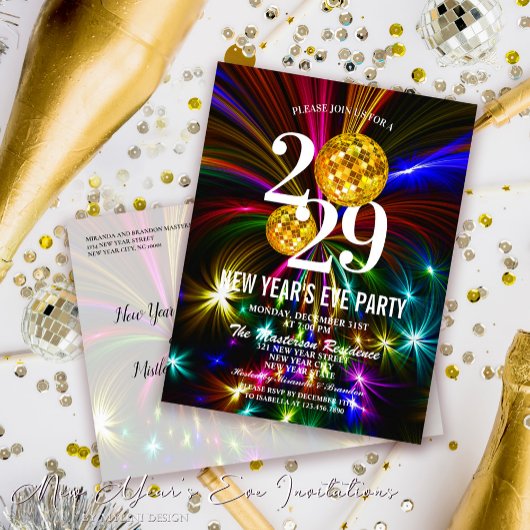 Luxe Gouden Glitter Nieuwjaar Eve Party Uitnodigin Briefkaart