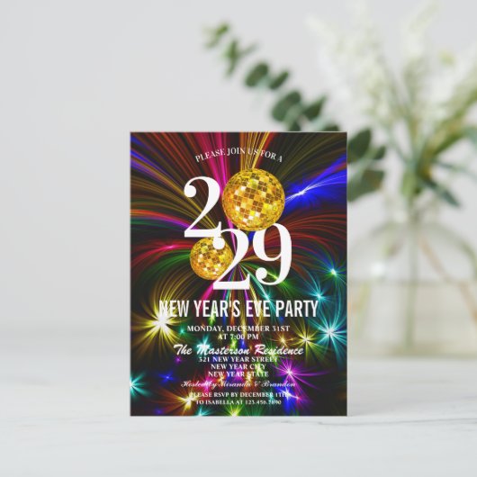 Luxe Gouden Glitter Nieuwjaar Eve Party Uitnodigin Briefkaart (Staand voorkant)