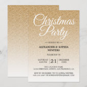 Luxe Gouden Glitter Ombre Kerstfeest Kaart (Voorkant / Achterkant)