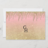 Luxe gouden glitter roze ombre druppels Dank U Kaart (Achterkant)