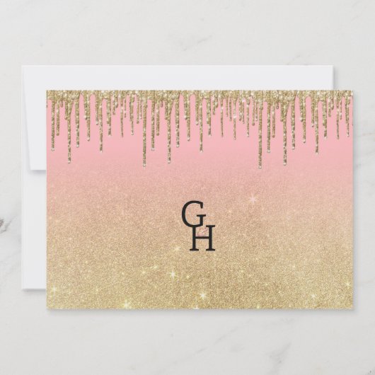 Luxe gouden glitter roze ombre druppels Dank U Kaart (Achterkant)