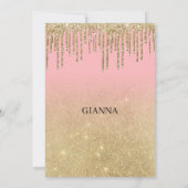 Luxe gouden glitter roze ombre druppels Vrijgezell Kaart (Achterkant)