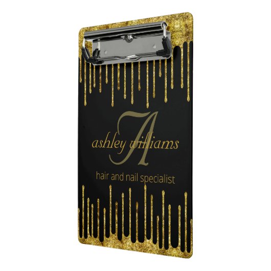 Luxe gouden glitter salon klembord (Angled2)