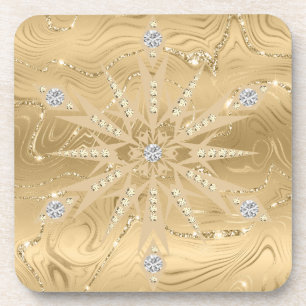 Luxe Gouden Glitter Sneeuwvlok Diamant Bier Onderzetter