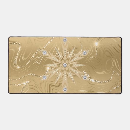 Luxe Gouden Glitter Sneeuwvlok Diamant Bureaumat (Voorkant)