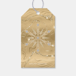 Luxe Gouden Glitter Sneeuwvlok Diamant Cadeaulabel