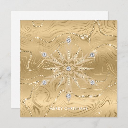 Luxe Gouden Glitter Sneeuwvlok Diamant Kaart (Voorkant / Achterkant)