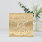 Luxe Gouden Glitter Sneeuwvlok Diamant Kaart (Staand voorkant)