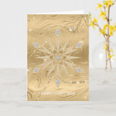 Luxe Gouden Glitter Sneeuwvlok Diamant Kaart (Gele Bloem)