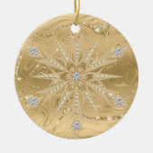 Luxe Gouden Glitter Sneeuwvlok Diamant Keramisch Ornament (Voorkant)