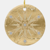 Luxe Gouden Glitter Sneeuwvlok Diamant Keramisch Ornament (Achterkant)