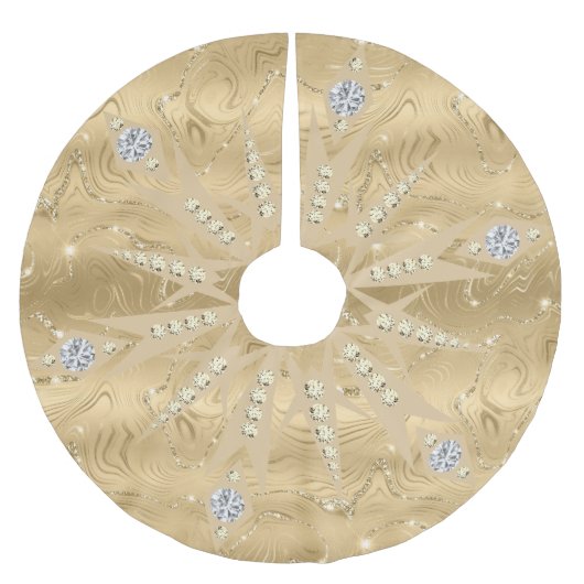 Luxe Gouden Glitter Sneeuwvlok Diamant Kerstboom Rok (Voorkant)