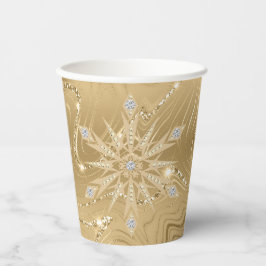 Luxe Gouden Glitter Sneeuwvlok Diamant Papier Kopj Papieren Bekers