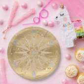Luxe Gouden Glitter Sneeuwvlok Diamant Papieren Bordje (Feest)