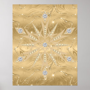 Luxe Gouden Glitter Sneeuwvlok Diamant Poster