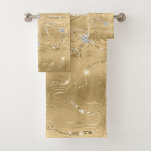 Luxe Gouden Glitter Sneeuwvlok Diamanten Poster Bad Handdoek