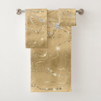 Luxe Gouden Glitter Sneeuwvlok Diamanten Poster Bad Handdoek