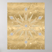 Luxe Gouden Glitter Snowflake Diamond Poster (Voorkant)