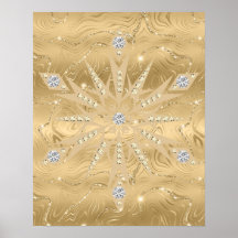 Luxe Gouden Glitter Snowflake Diamond Poster