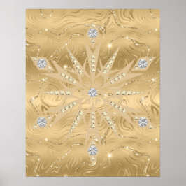 Luxe Gouden Glitter Snowflake Diamond Poster