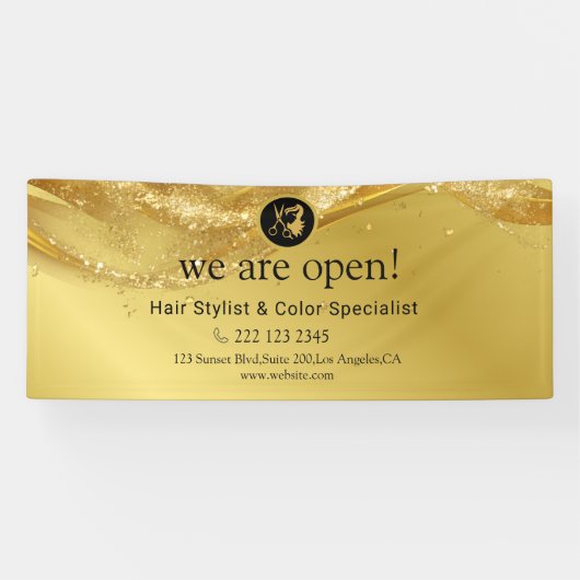 Luxe Gouden Glitter Spandoek (Horizontaal)