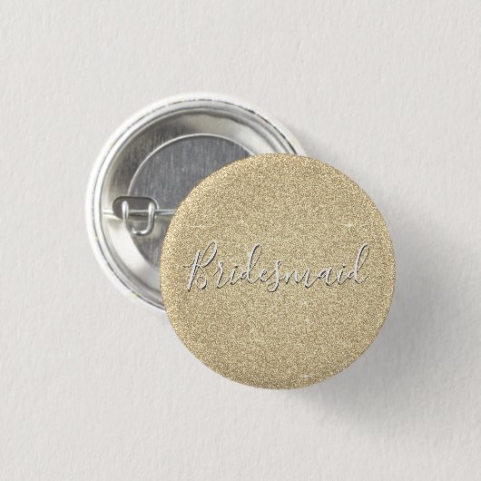 Luxe Gouden Glitter & Sparkle Bruidsmeisje Ronde Button 3,2 Cm (Voorkant /achterkant)