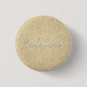 Luxe Gouden Glitter & Sparkle Bruidsmeisje Ronde Button 3,2 Cm (Voorkant)